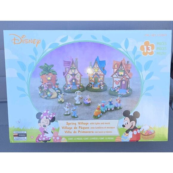 Disney Musical Light-up Easter Spring Village‎ 13-piece Holiday Set NEW - Picture 1 of 11